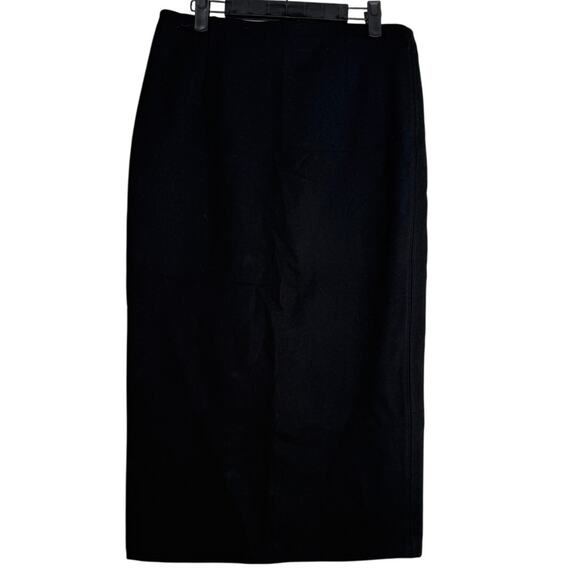 Zara Professional Straight Pencil Fitted Midi Stretch Skirt Back Slit L Black - Picture 12 of 15